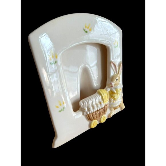 Vintage Takahashi San Francisco Nursery Bunny FRAME Baby Carriage Yellow Floral - Picture 2 of 9